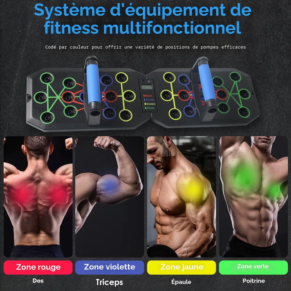 Planche de Pompes Pliable avec Compteur Intelligent, Tapis de Push Up Multifonctionnel Poignées Antidérapantes pour Musculation, Fitness Maison et Entraînement Complet du Haut du Corps