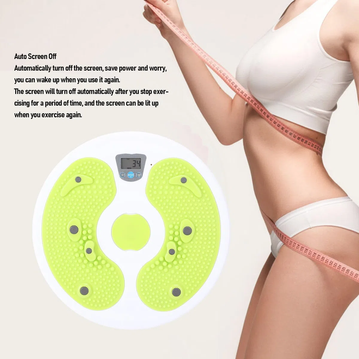BuyWeek Disque de Torsion de Taille avec Compteur Numérique, Twist Disque de Fitness PP Antidérapant pour Massage des Pieds et Exercice de Taille