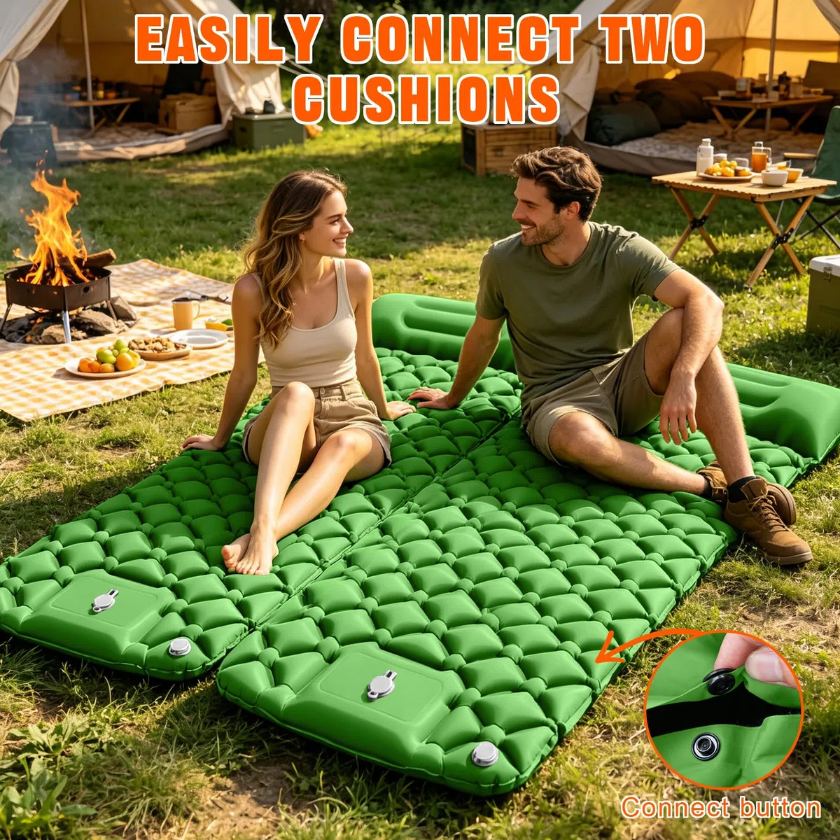 Matelas de Camping Autogonflant Ultraléger, avec Oreiller et Pompe à Pied Intégrée, Imperméable Antidérapant Compact Pliable Matelas Pneumatique, Idéal pour Randonnée, Festival et Voyages