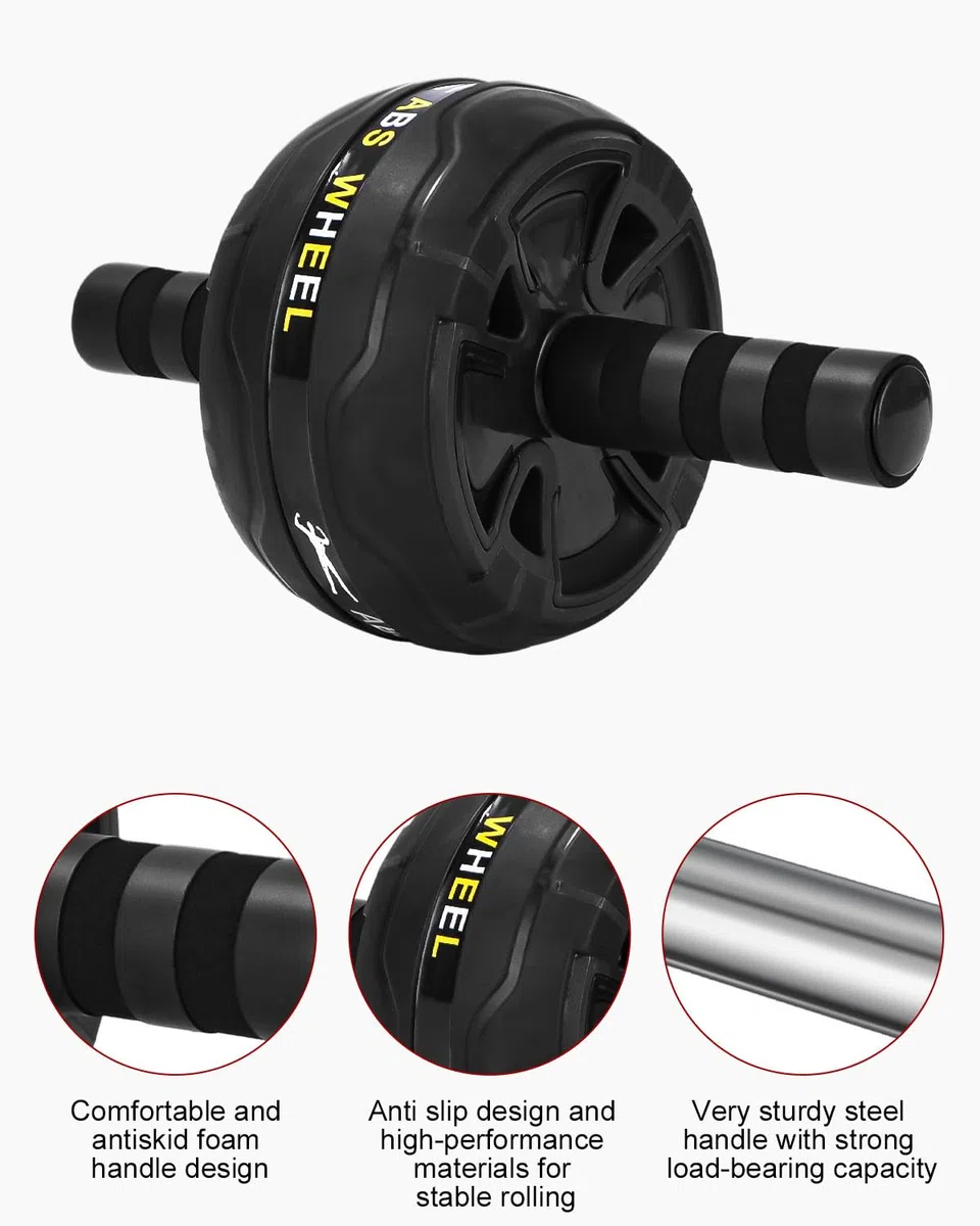 Roue abdominale 6 en 1 avec bande de fitness, pompes, tapis pour genoux, Corde à Sauter,Pince à Main,appareils de fitness pour abdominaux, Idéal pour les hommes et les femmes à la maison