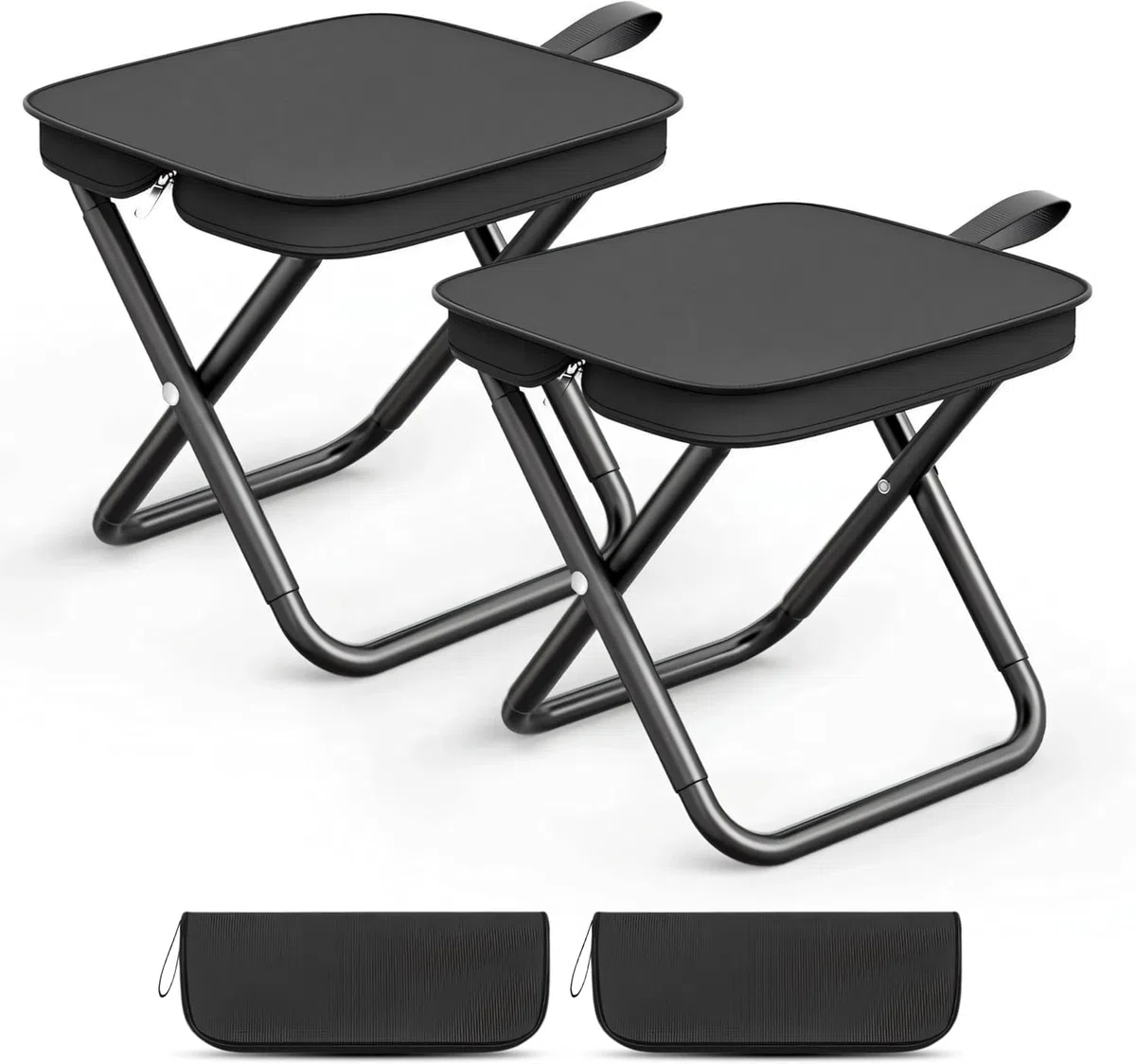 YeahBoom Lot de 2 Tabourets de Camping Pliants Portables,Tabouret de Camping Portable,Chaise de Camping Pliable,Siege de Peche,Tabouret Pliable,pour Voyage,Pêche,Pique-Nique,Barbecue