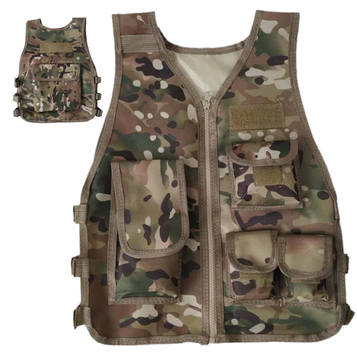 Gilet Militaire pour garçons – Gilet Respirant Camouflage 600D, Combat pour Enfants avec Panneaux et Poches réglables