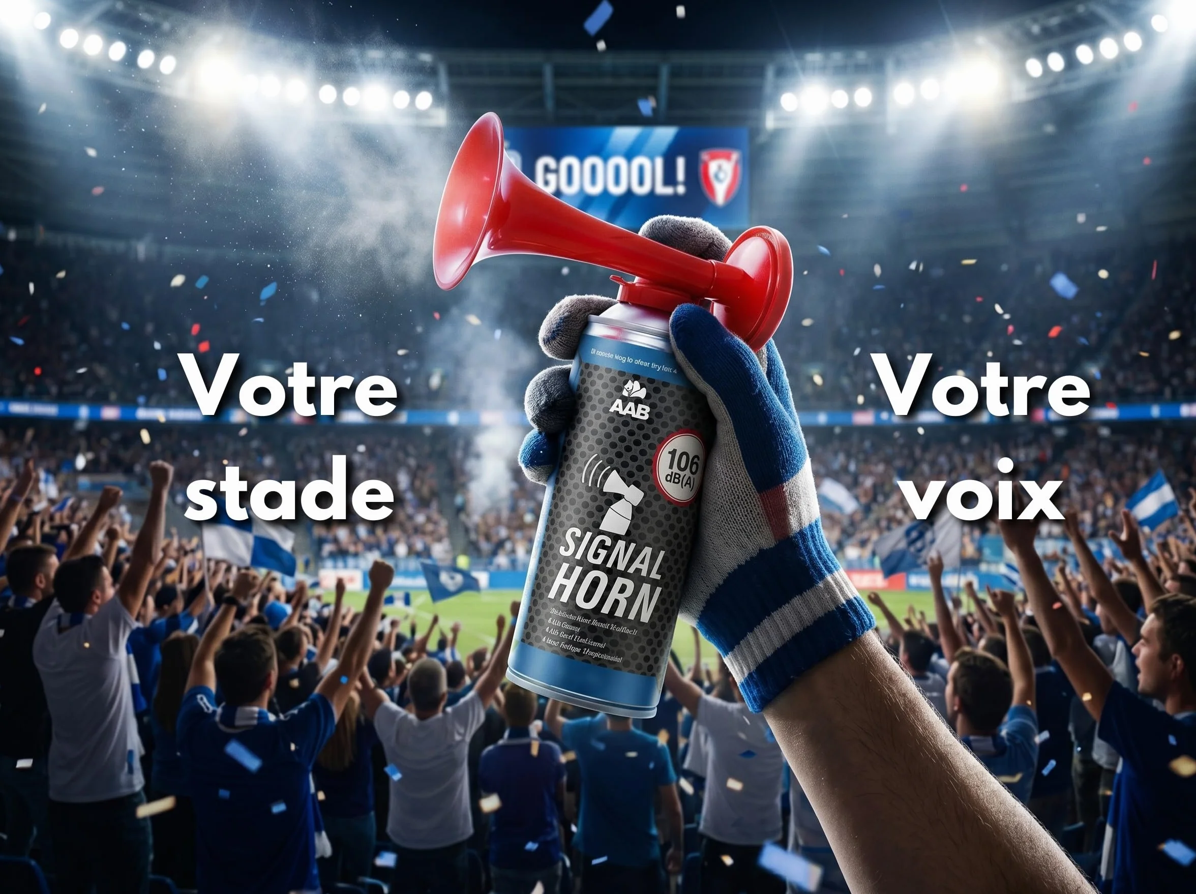 AABCOOLING Corne de Brume 106 dB(A) - Klaxon à air comprimé puissant jusqu'à 120 bips, avec gaz ininflammable, idéal pour le sport, les supporters et la navigation