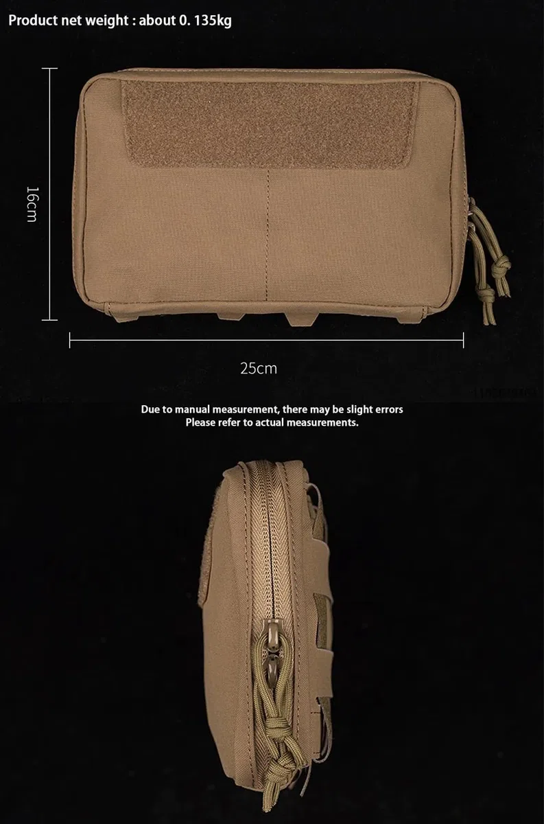 Peminkoo Pochette Tactique Horizontale Moyenne pour GP Arc Molle Sac Tactique de Transport de Plaque Gilet de Rangement Avant Poche à Outils IFAK
