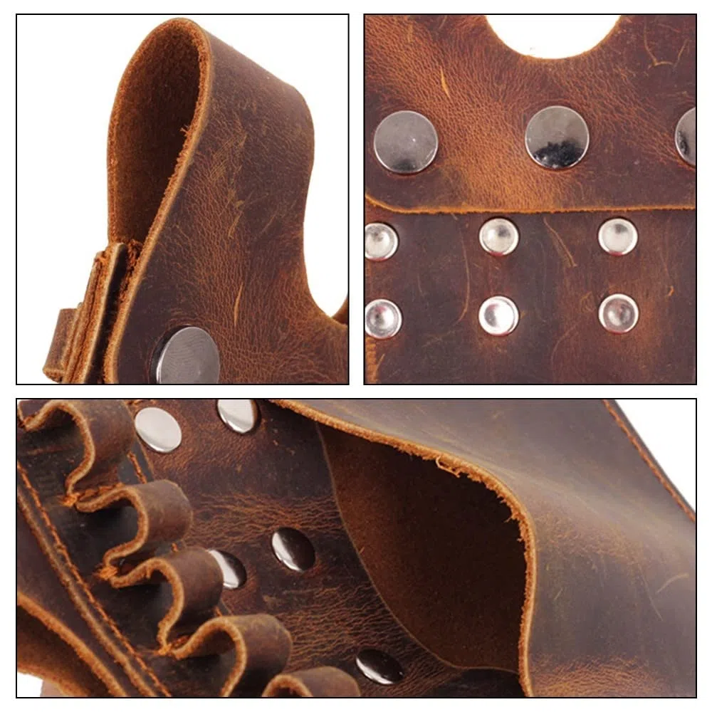 MiOYOOW Carquois de Flèche de Poche, Accessoire de Chasse de Carquois de Taille de Flèche en Cuir Portable pour Tenir 6 Flèches
