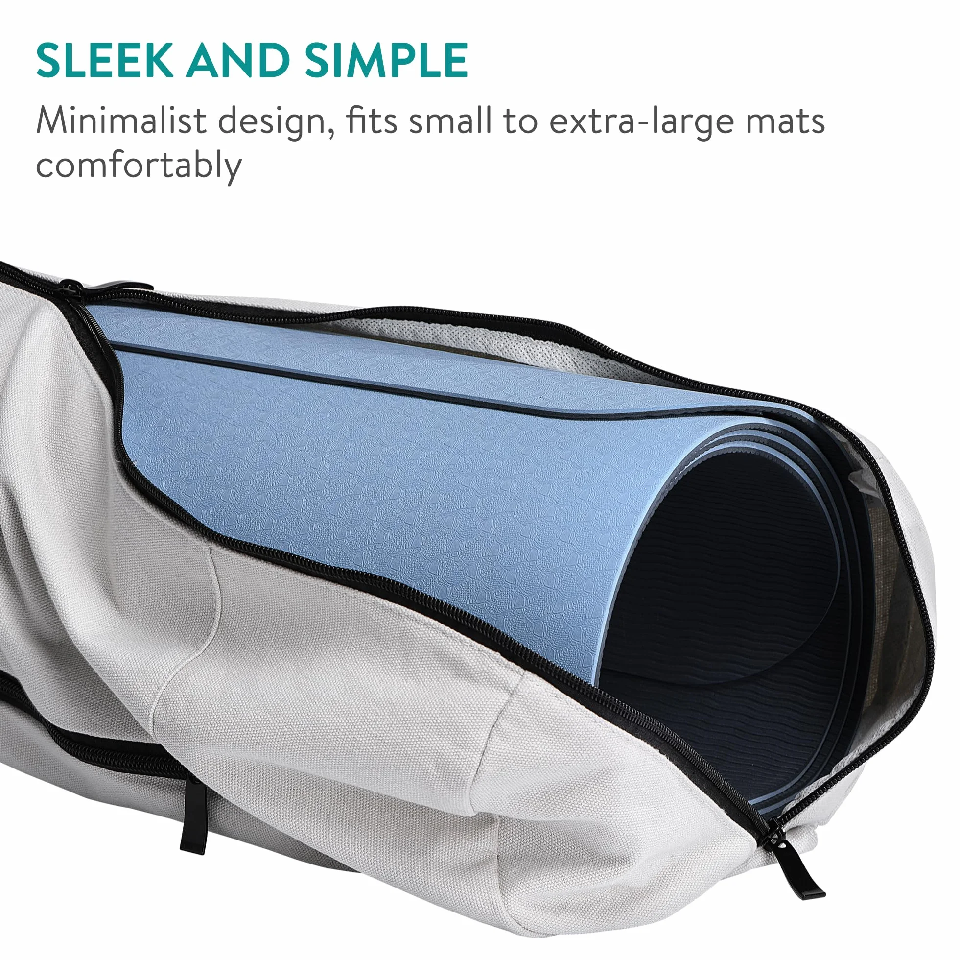 Navaris Sac Tapis de Yoga XXL - Sac Coton Fermeture éclair Sangle bandoulière 72 x 29 cm - Yoga Pilates Gymnastique - Différentes Couleurs