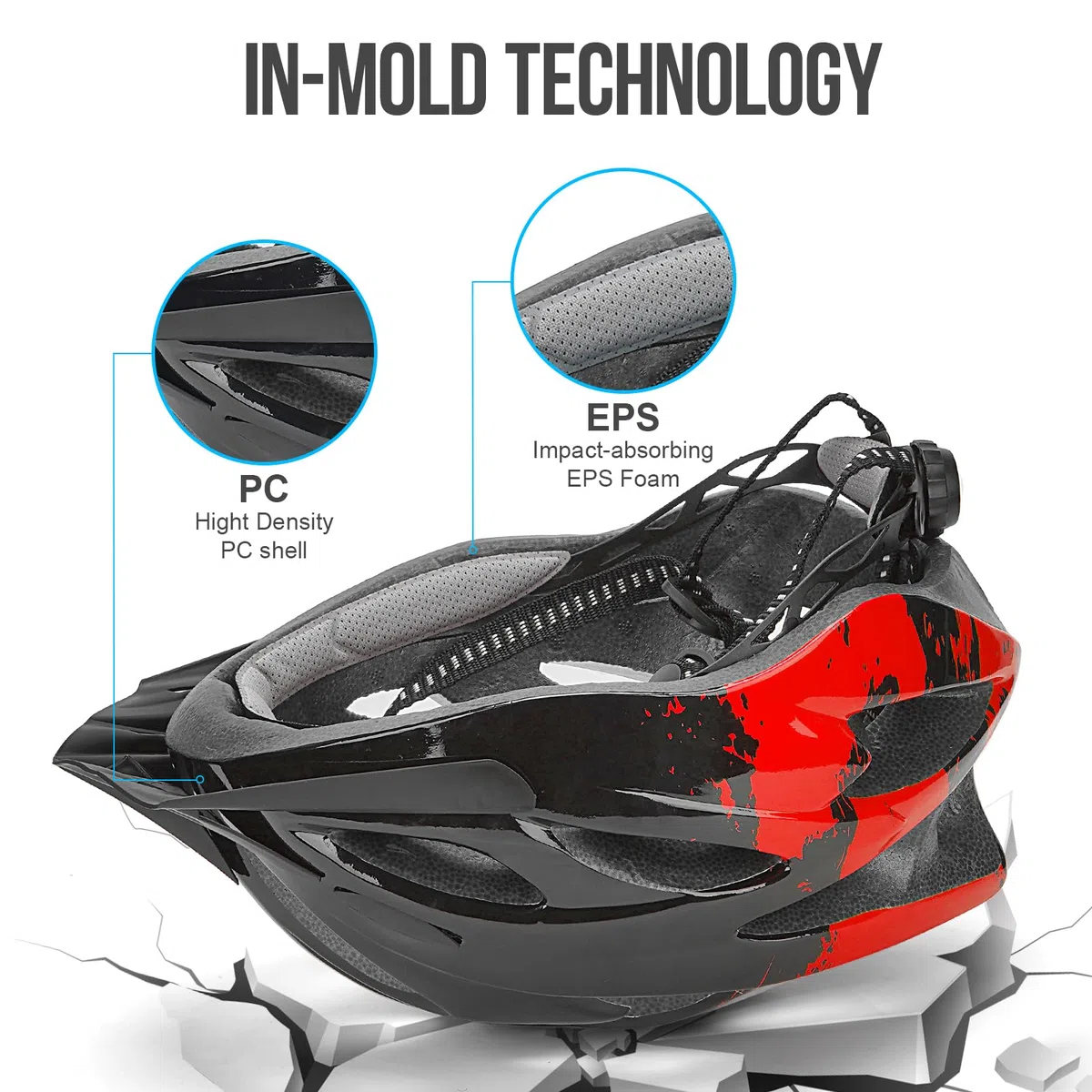 Casque de vélo pour Adulte, Femme et Homme, avec visière Amovible et Rembourrage, Casque de vélo réglable, pour VTT et Le trafic Urbain (pour Tour de tête 57 à 62 cm)