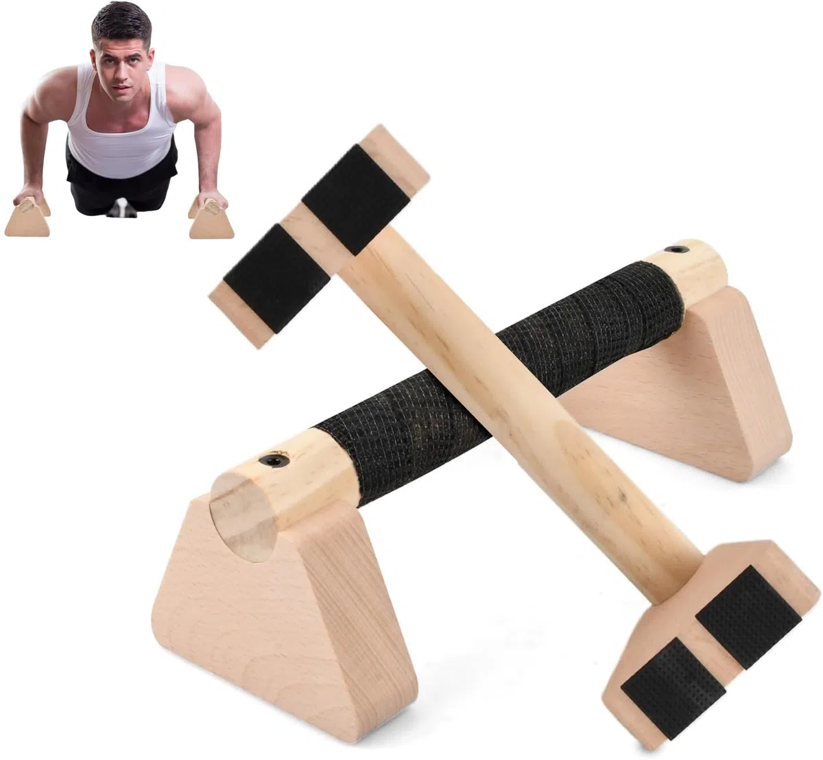 2 Pcs Barre Parallele 25cm, Barre Dips avec Base Antidérapante, Poignée Épaisse, Capacité Charge 300kg, Parallettes Calisthenics, Haltere Musculation, Poutre Gymnastique pour Push Up Yoga
