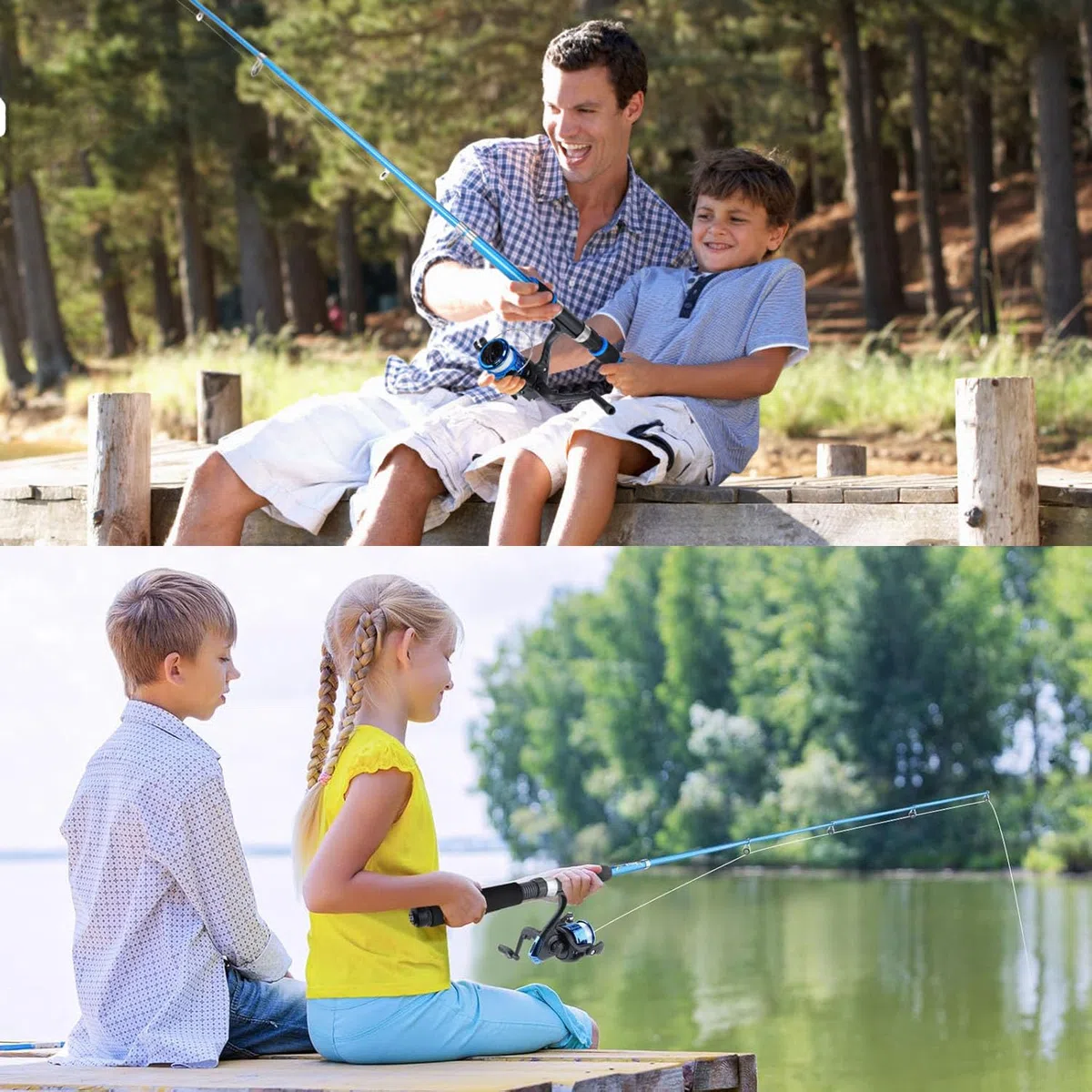 Kit de pêche pour enfants – Ensemble de canne télescopique et moulinets pour garçons et filles | Outils de pêche complets avec moulinet spincast, leurres & Tackle | Cadeau portable pour enfants de 5 à