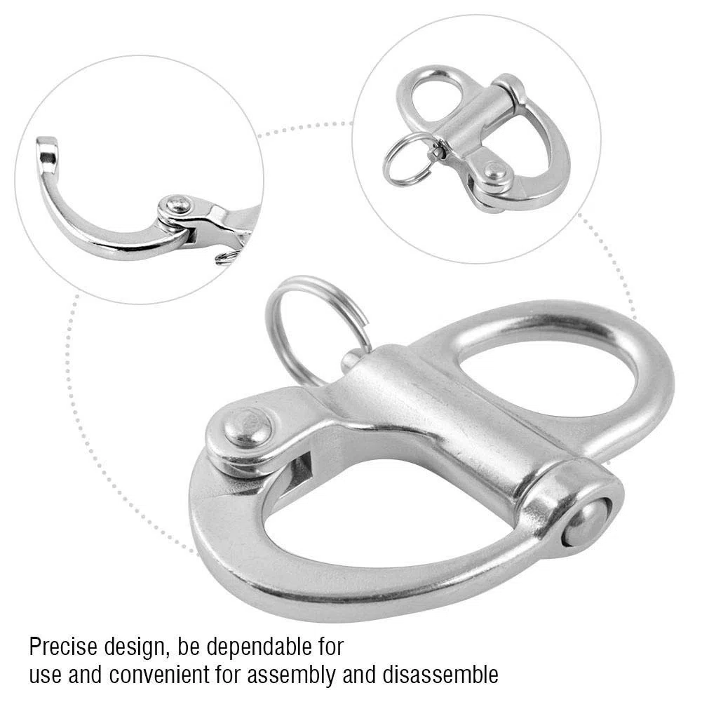 Manille à Attache Rapide Fixe Keenso en Acier Inoxydable avec Attache Rapide et Anneau Rond pour Bateau, Camion, fourgonnette, Caravane, remorque