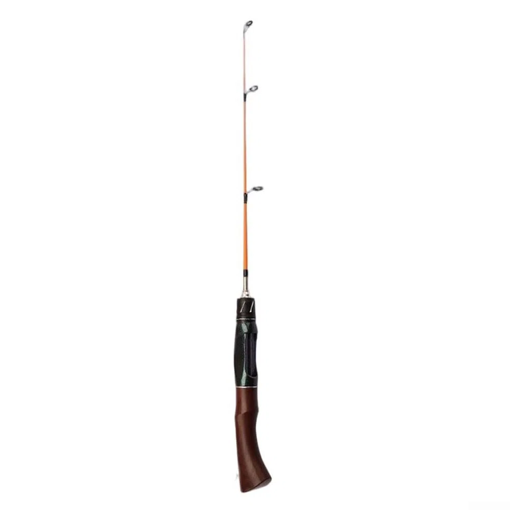 50/60/70 cm Pêche sur glace d'hiver Pêche sur glace – 2 pièces en fibre de verre, charge maximale de 3500 g, portable, haute sensibilité et récupération rapide, noir/rouge/marron