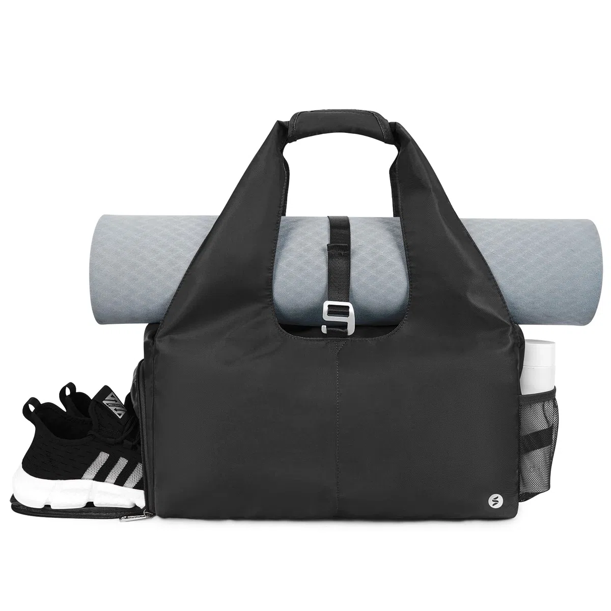 Sac de Sport Yoga Gym Femme Compartiment de Chaussures Indépendant Poche Humide Disponible pour Weekend Voyage Multi Compartiment, Noir