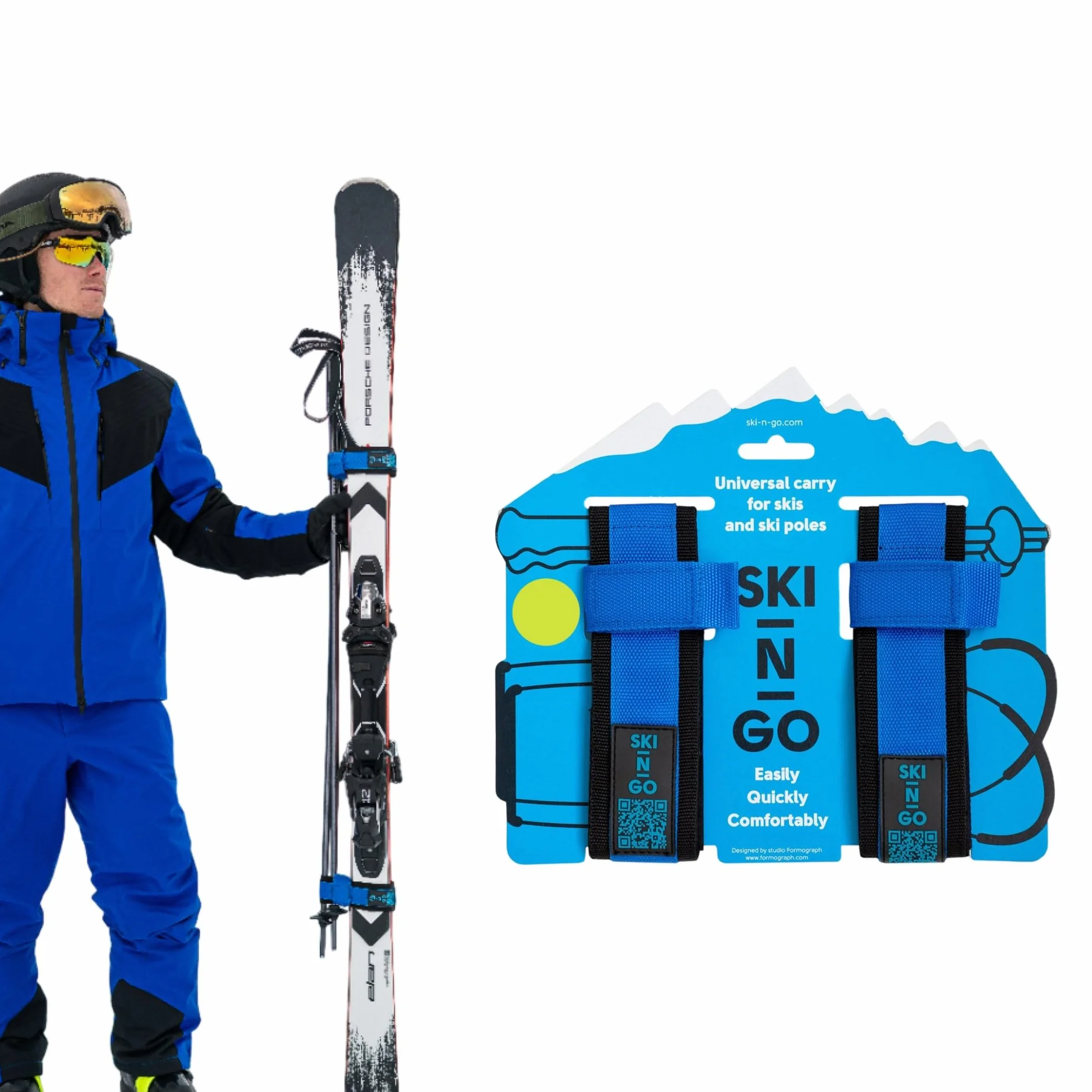 Porte-Skis et bâtons, Attache Ski pour Enfant et Adultes, Transport de Skis, Ski Fixation