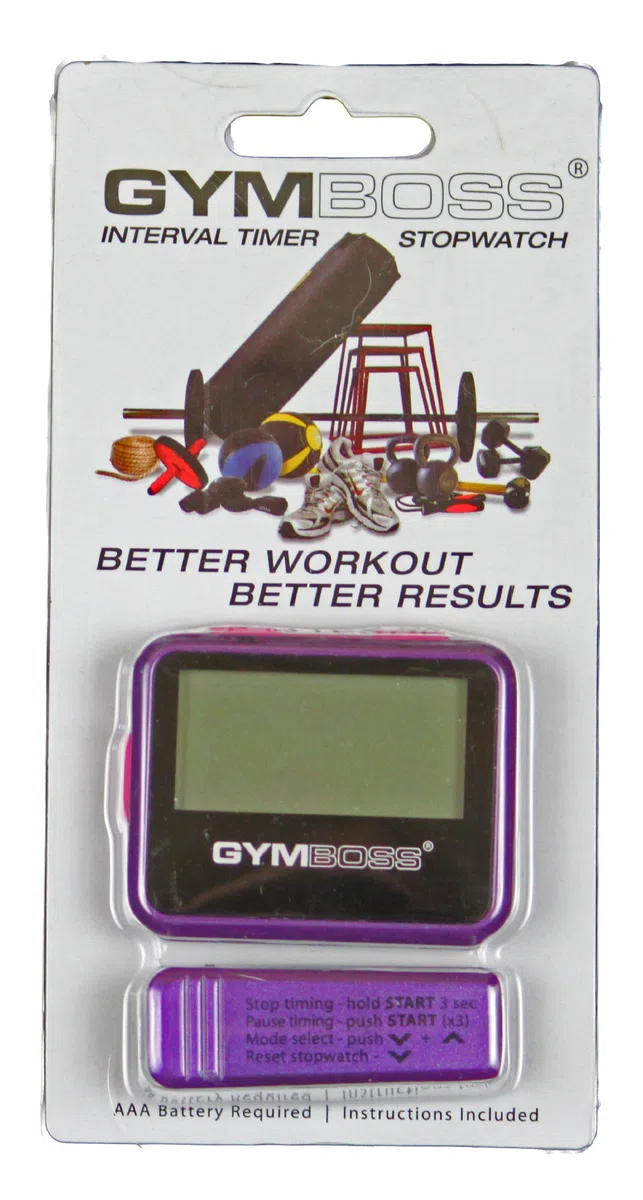 Gymboss Minuteur d’intervalle et chronomètre – Coque Brillant Violet/Rose
