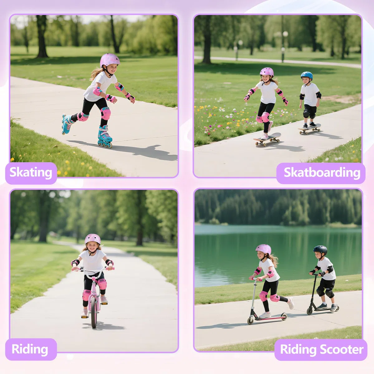 Casque pour Enfants Filles pour vélo et Planche à roulettes, Ajustable, pour Le Cyclisme, Le Roller, Le vélo et la Trottinette
