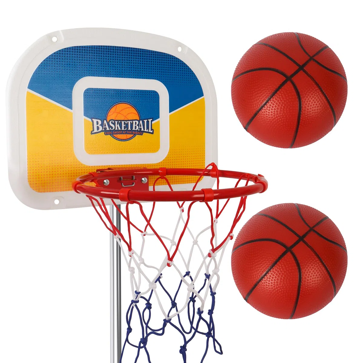 Panier de Basket-Ball de Trampoline, Panier de Basket-Ball pour Trampoline avec Pompe et 2 Mini Ballons, Robuste pour Les Tout-Petits et Les Enfants, Convient pour Poteau Droit