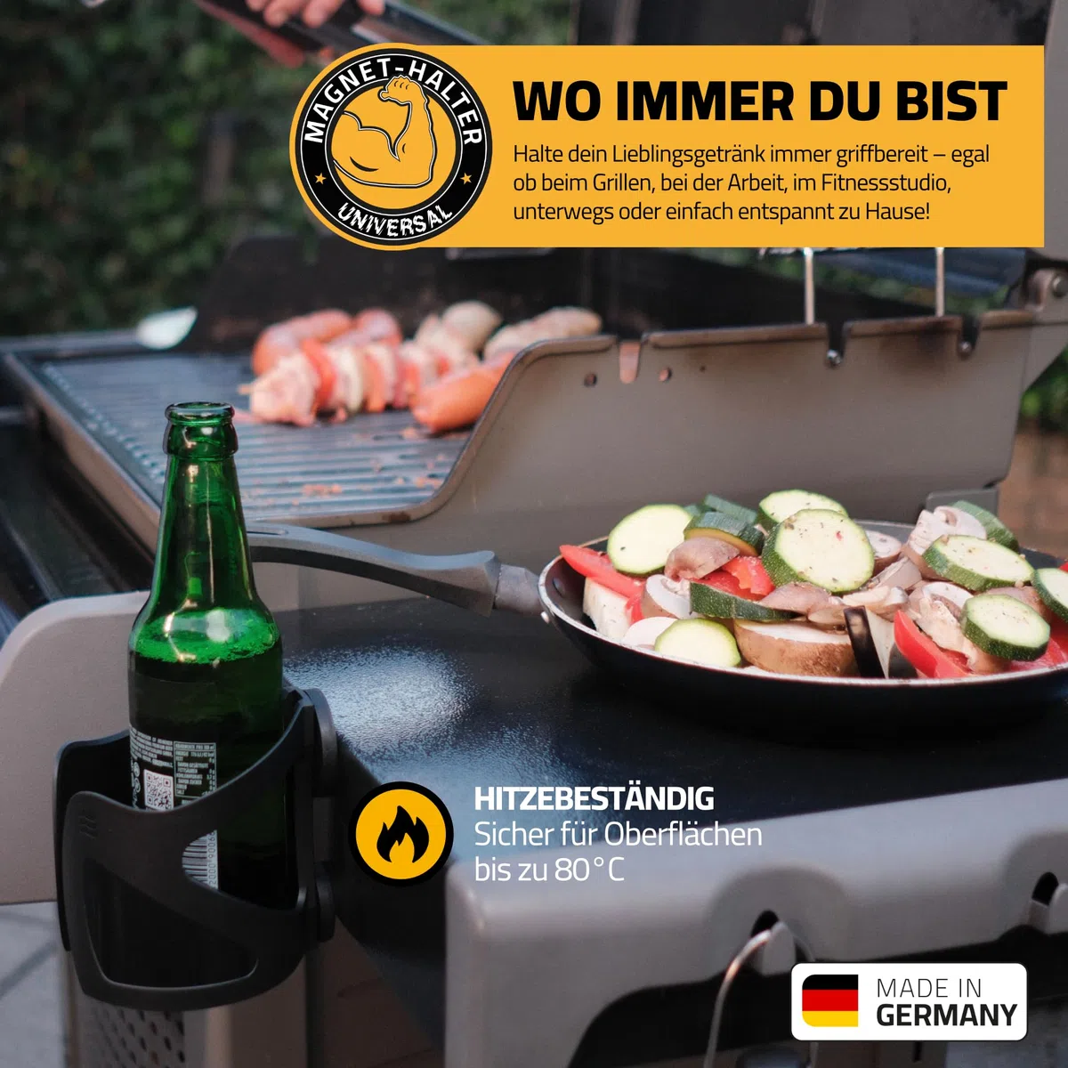 Support universel avec aimant WM aquatec | Support magnétique adapté au camping, au bureau, à l'atelier, à la salle de sport et au filtre WM | Se retire sans laisser de traces | Supporte jusqu'à 10 kg