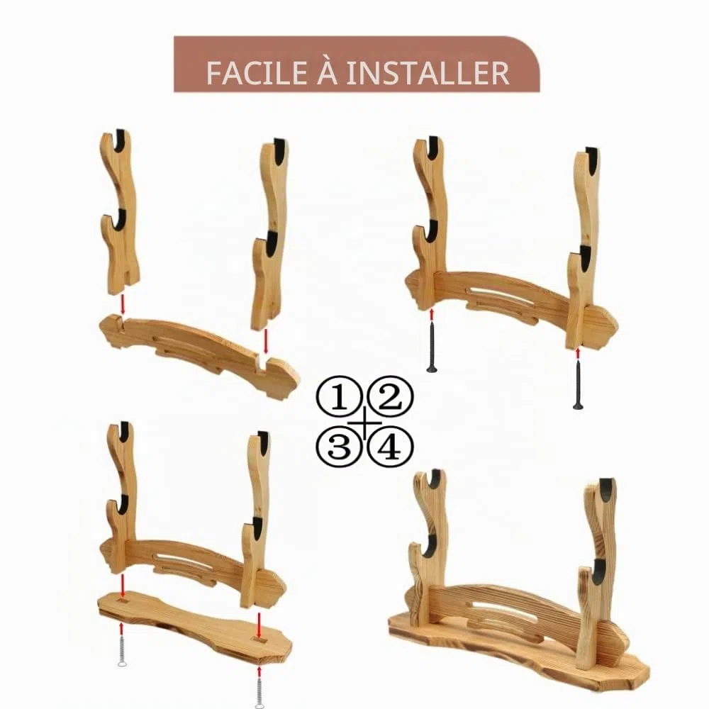 BiJun Support D'épée Katana - Porte Katana Katana Sasuke -Support Mural pour Katana - Pour Katana Wakizashi Tanto - Pour Toutes les Epées (2 Couche)