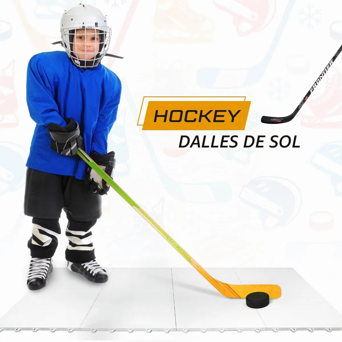 Fabbay Dryland Lot de 8 dalles de glace synthétiques pour tapis de sol de hockey – 30,5 x 30,5 cm – Équipement d'entraînement de hockey pour le tir en extérieur (blanc)