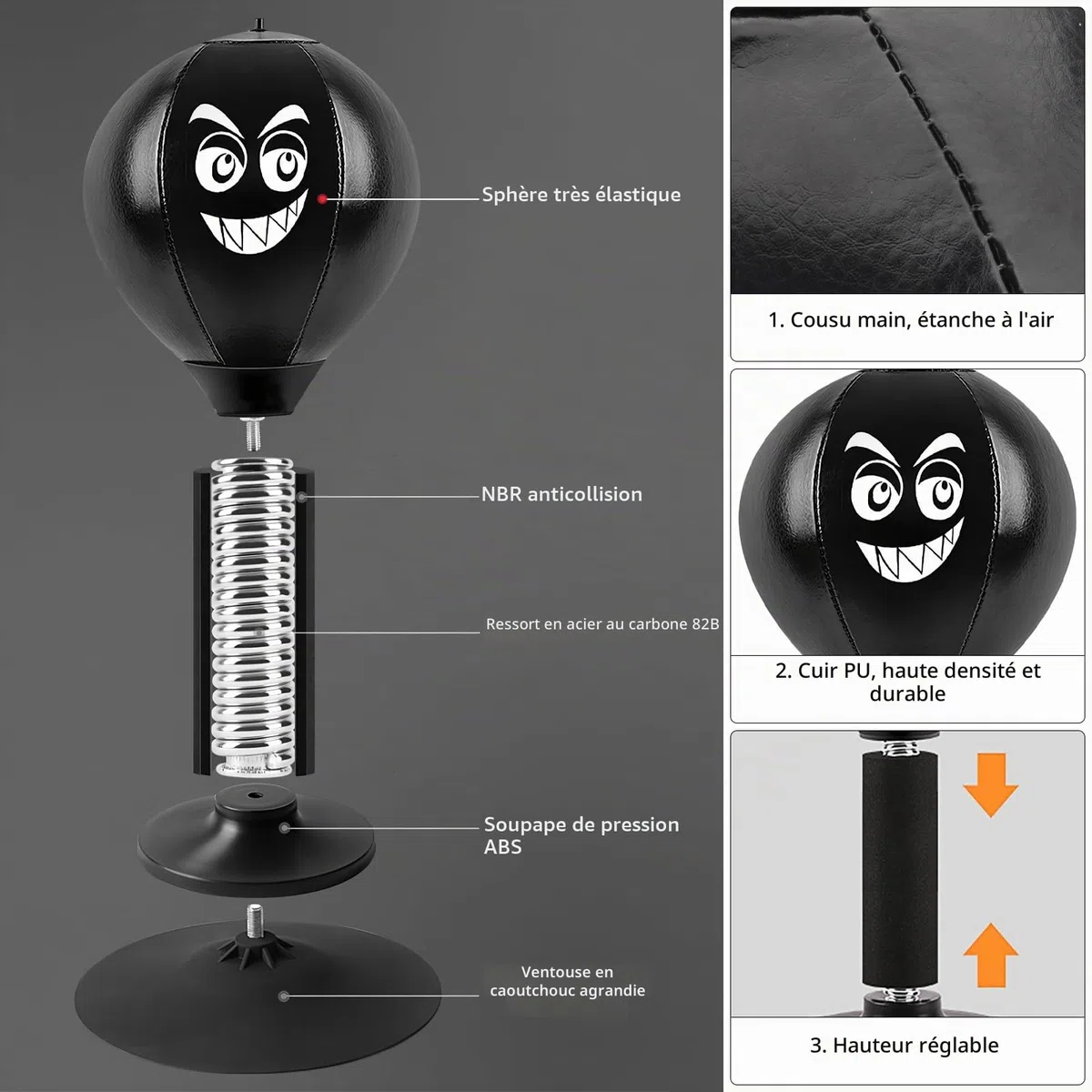 Punching Ball de Bureau, Boxe Table Stress Buster sur Pied Punchingball Ballon Boxe
