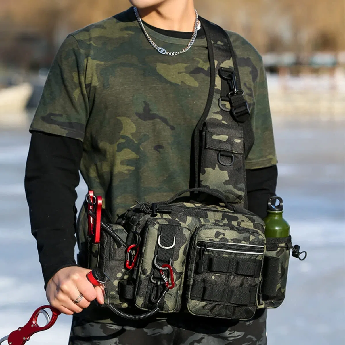 Sac à outils de pêche, sac de rangement de matériel de pêche, sac à dos de pêche léger, sac à outils pour la pêche, la randonnée, la chasse, le camping