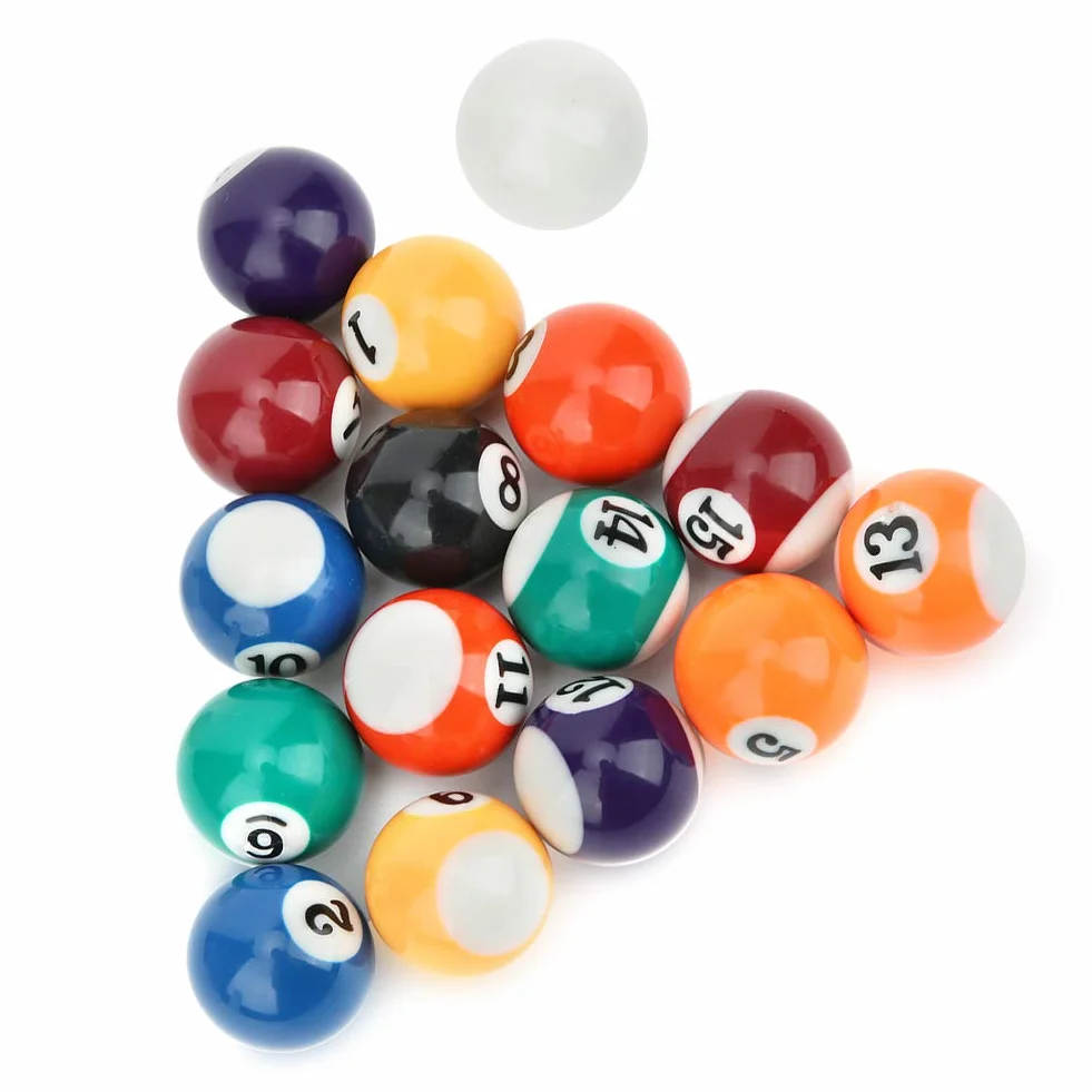 Zerodis Boule De Billard, Boule De Billard en Résine, 16 Pièces, 32 Mm, 15 Pièces Boule Numérotée Et 1 Pièce Boule Blanche pour Salle De Jeu, Sport, Jeux Récréatifs