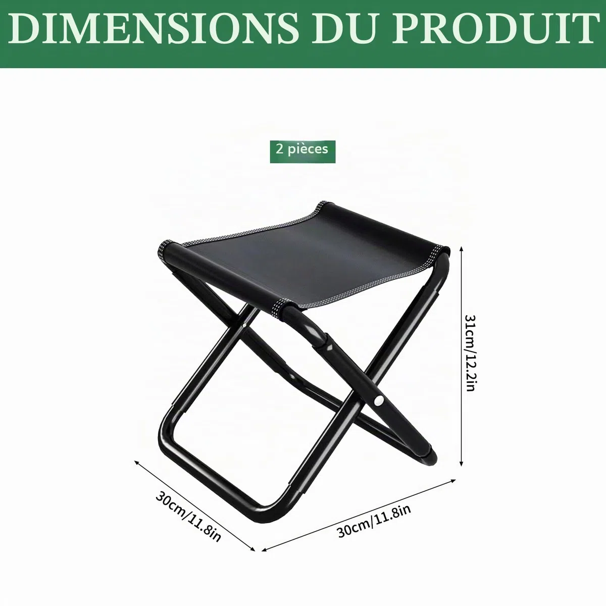 Tabouret de Camping,2 Pièces Siège de Camping Portable 30cm,Tabouret Pliable de Camping,Mini Chaise Pliante Portable,Siège de Pêche,pour Voyage,Pêche