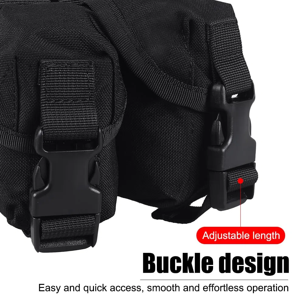 Pochette pour Grenades Double, Pouch Flashbang étanche, étui Grenade Flash Réglable en Nylon 1000D avec Clips de Boucle Portables (4,8cm de Diamètre)