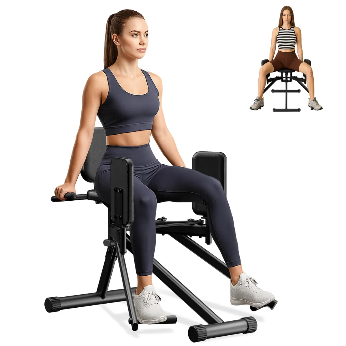 GUUG Machine d'abduction des Hanches: Hip Trainer Exerciseur Réglable Appareil de Musculation Fessier des Jambes pour la Maison avec Bandes de Résistanceentraînement pour Femme