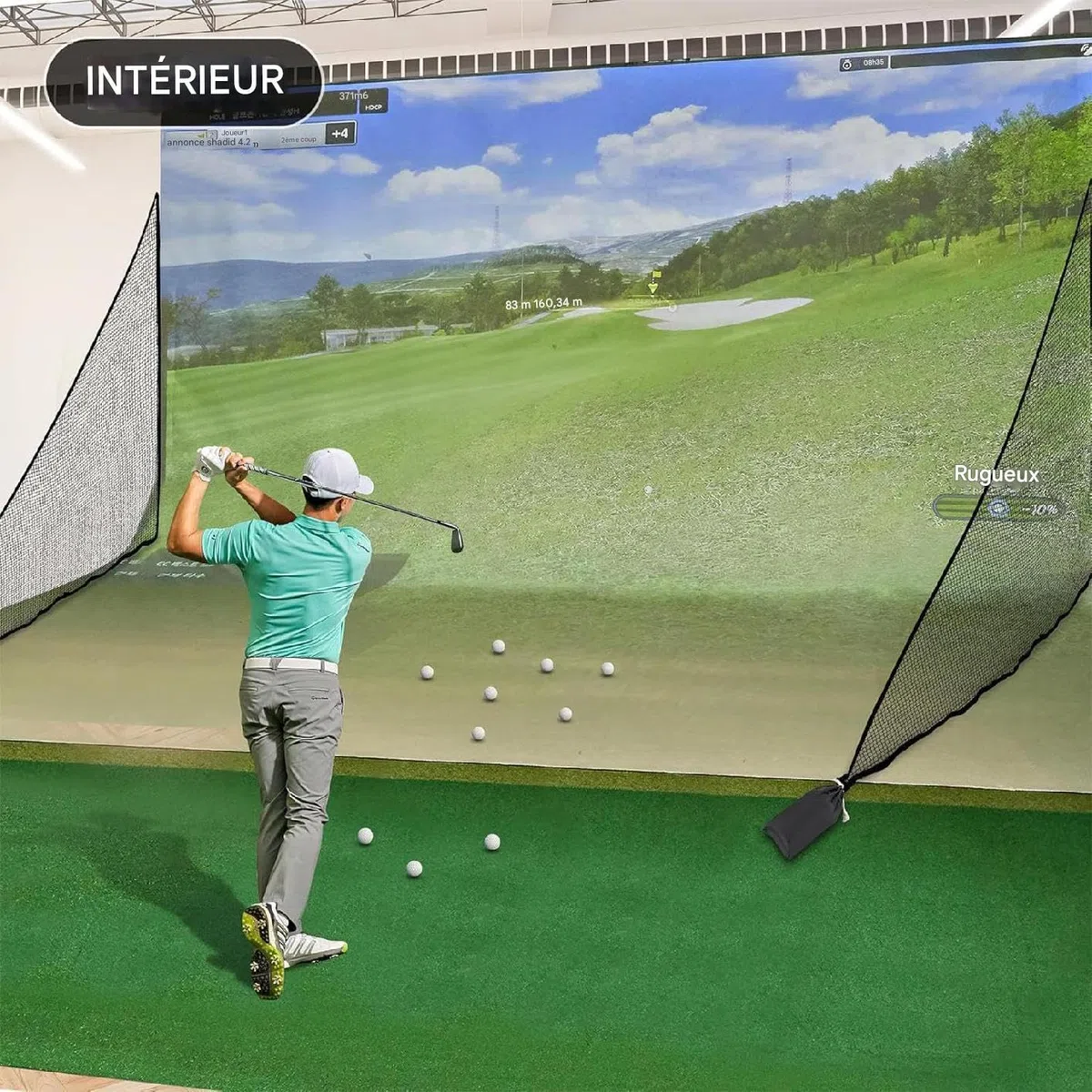 Filet D'entraînement De Golf 7x7ft Filet Golf Latéral PolyesterSac Sable Stabilité Attache Sécurité Baseball Hockey Solution Balle Perdue Pratique Intérieur Extérieur