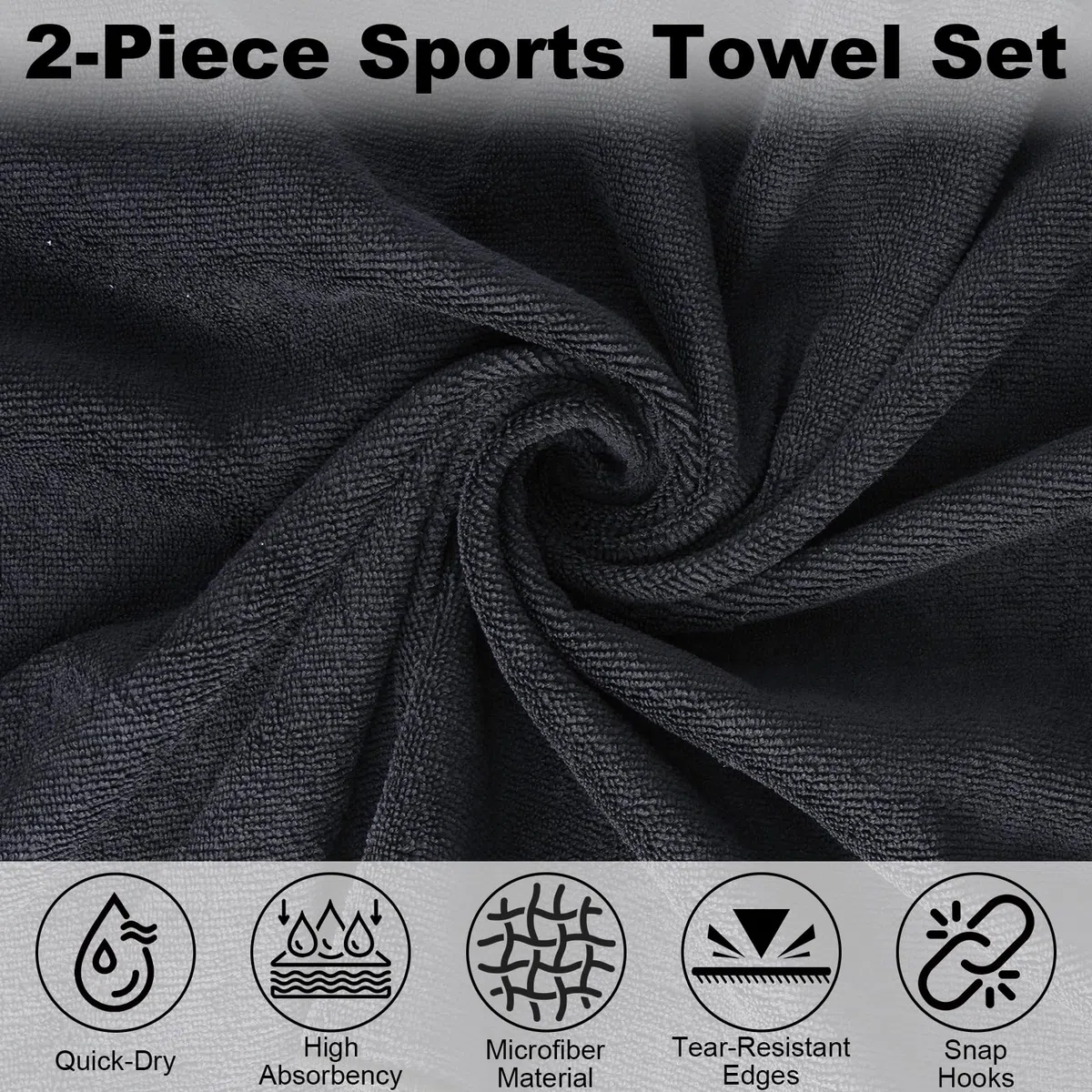 2 Pièces Serviette de Fitness avec Pochette en Microfibre, 135*50cm serviette sport musculation avec Poche Zippée, Séchage Rapide et Ultra Absorbante pour Le Sport, Voyages, Plage, Yoga et Natation