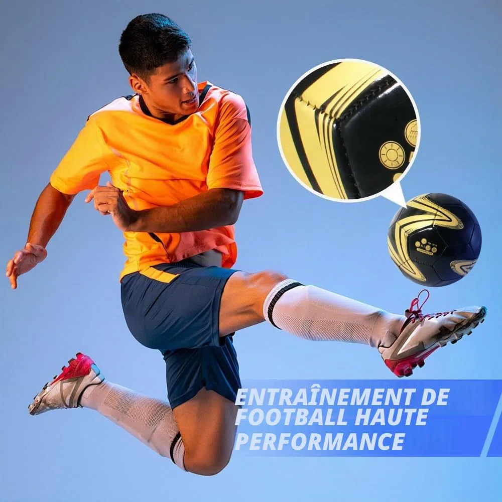 Ballon de football unisexe Taille 5, Ballon de match officiel, Ballon de football professionnel pour extérieur et intérieur pour adolescents et adultes.