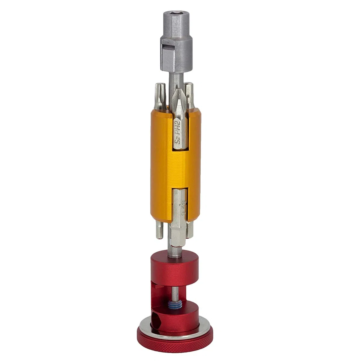 Outil de réparation 6 en 1 magnétique pour vélo - Peut être caché dans la BB, la route, le VTT - Outil multifonction T25 - Tournevis hexagonal 3/4/5/6 mm (rouge)