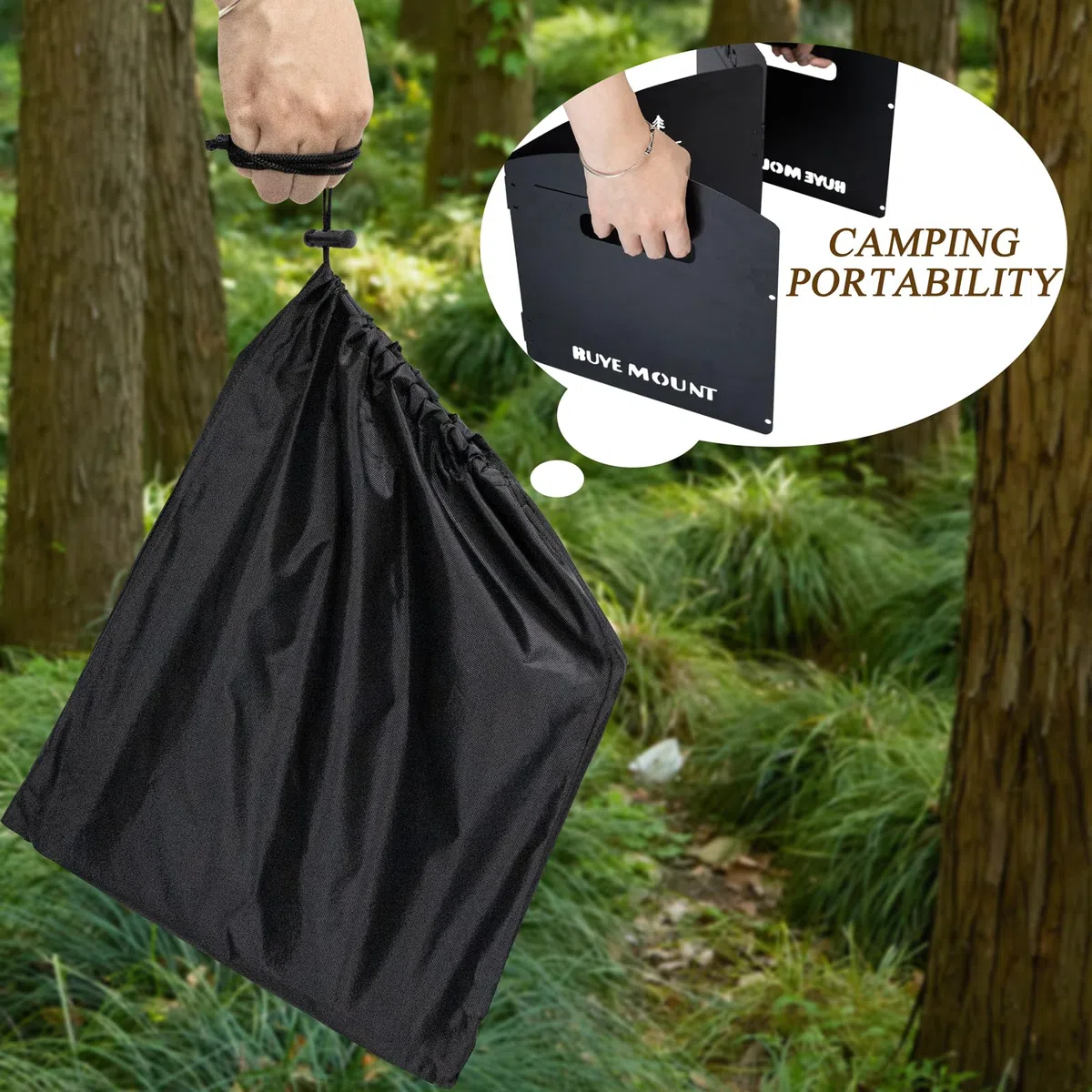 Pare Vent Pliable Réchaud, Pare-Vent Pliable, Pare-Brise Cuisine Extérieure, Pare-Brise Pliable en Acier, Pare-Vent de Camping, avec Compartiments, pour Camping, Barbecue,Pique-Nique(Ferreux)