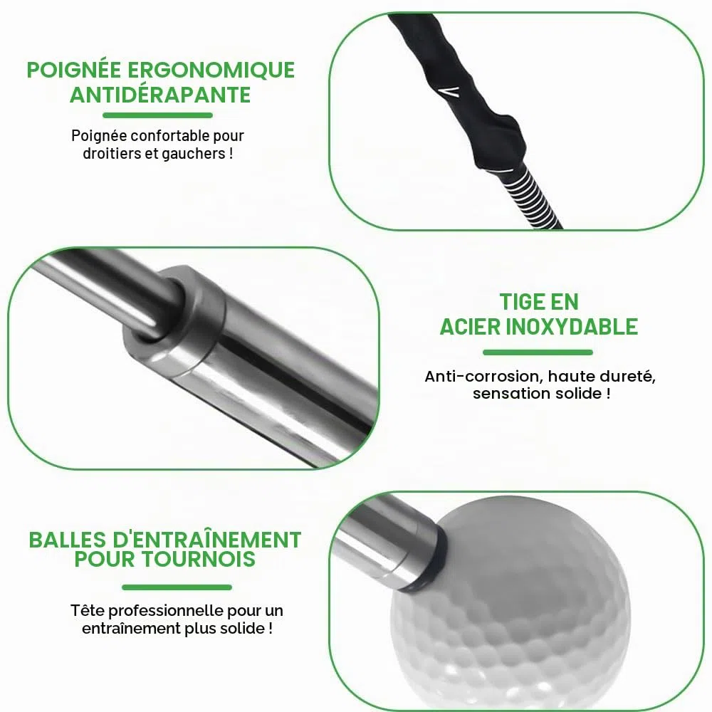 Aide à l'entraînement au swing de golf, aide à l'entraînement au swing de golf rétractable, entraîneur de swing de golf télescopique pour la pratique en intérieur, bâton d'entraînement au swing