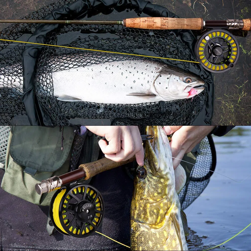 Goture Ligne de pêche à la mouche, 8 tresses, 9 kg, 13,6 kg, pour truite, bar, brochet dans l'eau salée, orange, blanc, jaune, blanc/noir, jaune