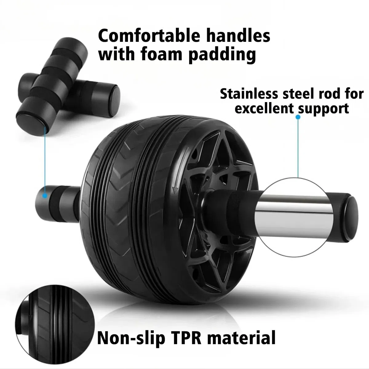Roue Abdominale, Ab Roller Wheel, Roulette Abdominaux Avec Corde de Résistance, Ceinture de Yoga/Cadre de Support Ventral Fitness Pour Musculation Sport Maison Materiel Pour Homme Femme