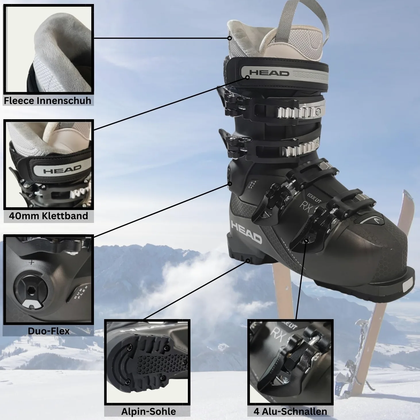 Head Edge LYT RX W HV Flex 65 Chaussures de Ski Alpin pour Femme – Bottes de Ski Alpin pour Femme – Bottes de Ski Alpin – Bottes de Ski Alpin pour Femme – Bottes de Ski Alpin – Bottes de Ski Alpin