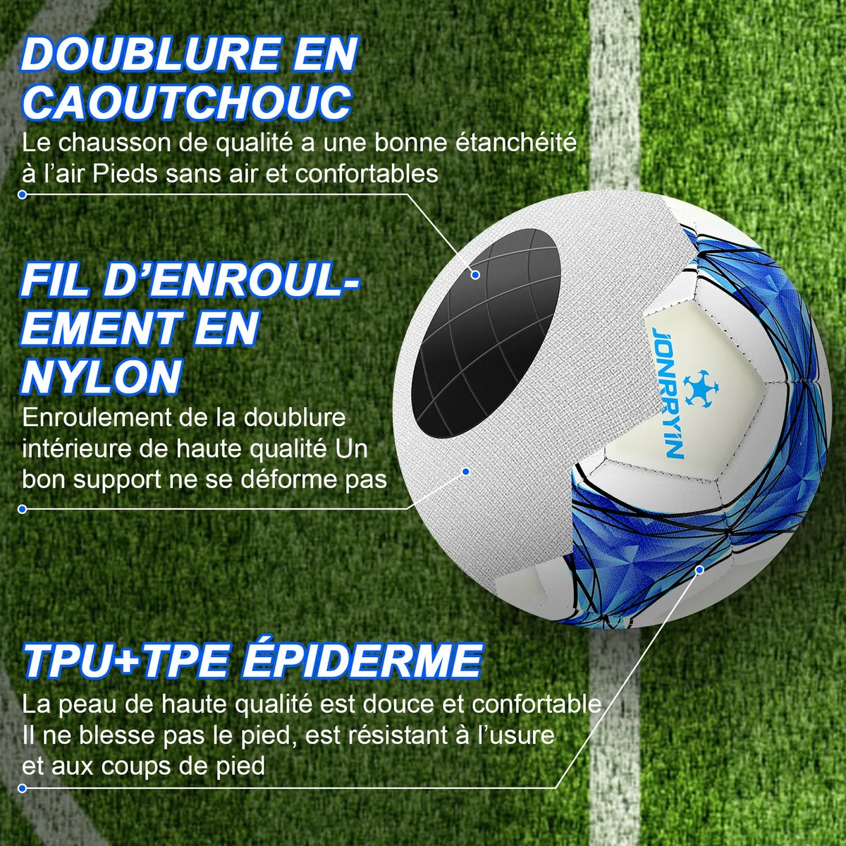 JONRRYIN Ballon de Football en Fluorescence, Ballon de Football Lumineux, Officielle Taille 5, Ballon De Foot pour Enfants et Jeunes et Adulte Ballon de Match de Football avec Pompe