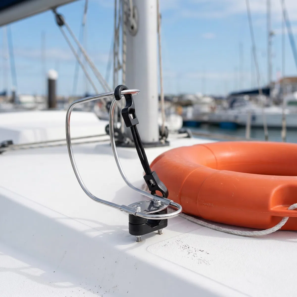 VICASKY 2 Pièces Support Bouée de Sauvetage INOX Robuste Fixation Stable pour Yachts et Bateaux Porte-Anneau Sécurité