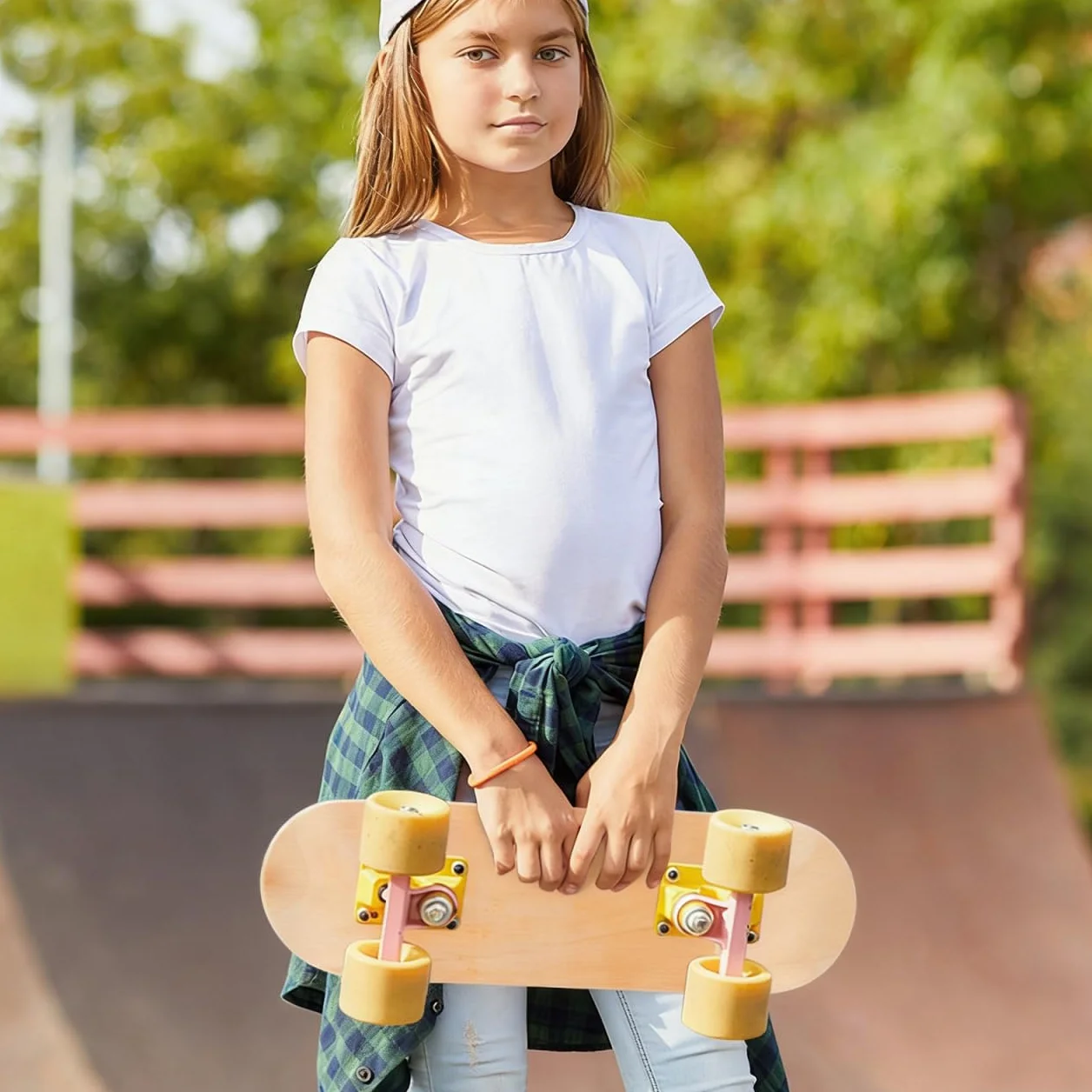 Planche de skateboard : 7 plis en bois d'érable vierge pour débutants – Planche double face brut de 43 cm pour la peinture et la créativité