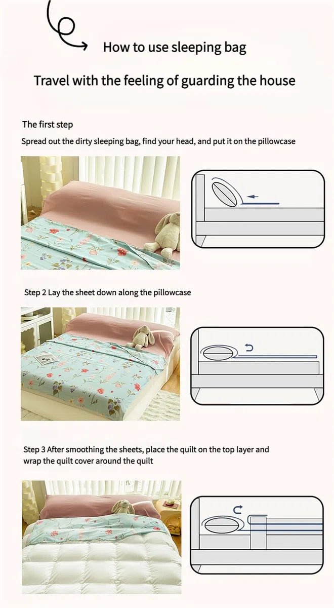 Doublure de sac de couchage floral – Lit simple, double, ultra léger pour les voyages, les voyages, les voyages, les voyages d'affaires