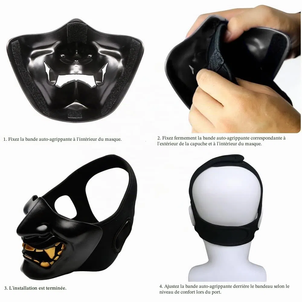 Demi-Masque de Protection pour Airsoft, Monstre Kabuki, samouraï, Hannya Oni pour Bal masqué, fête, Halloween, Jeux de Guerre