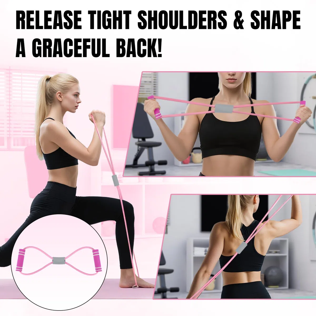Pilates Ring Set - 6 Pièces, Anneau de Pilates, Ballon de Yoga, Bandes de Résistance, Kit Pilates pour Maison, Kits de Yoga et Pilates Accessoires, Cercle Magique de Fitness Femmes