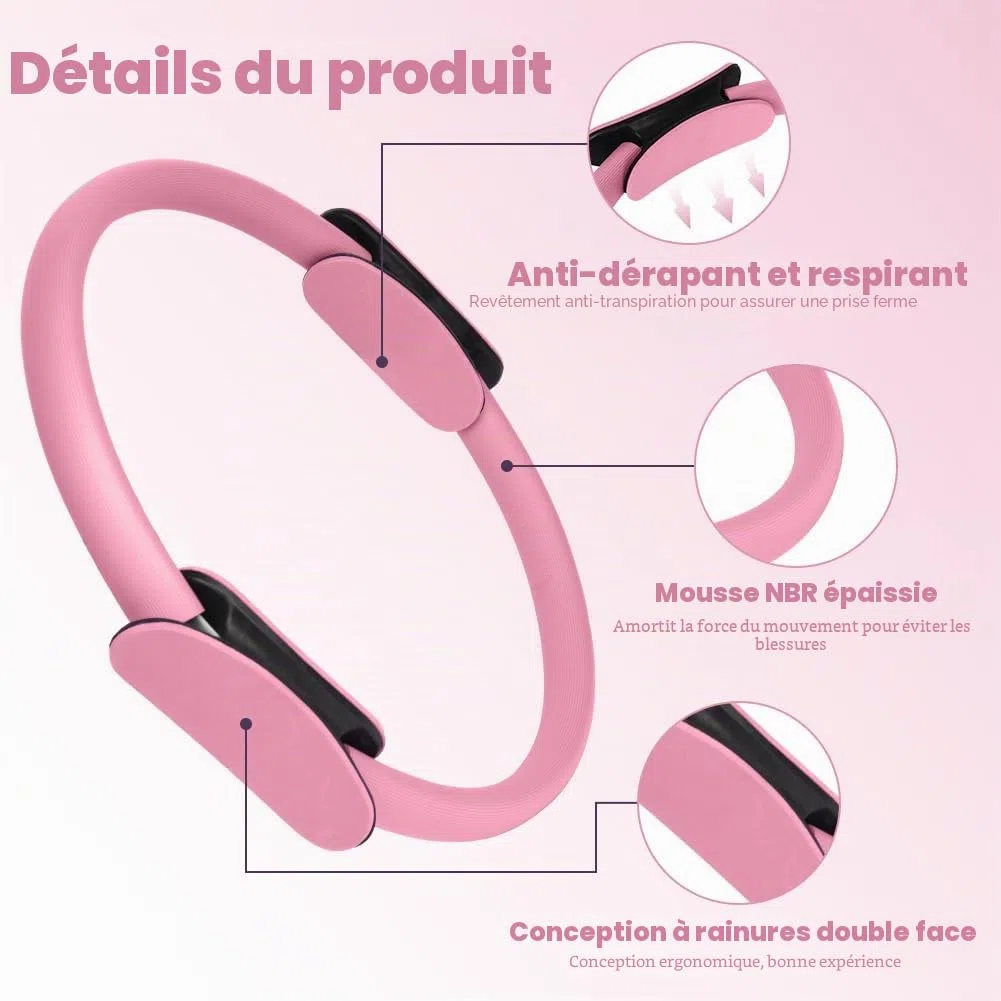 Ensemble Pilates, 15''/38cm Anneau Cercle de Pilates avec Deux poignées rembourrées, 4 pièces/6 pièces Pilates Ring Set Exercice Equipment pour Yoga, entraînement de Base, Force, flexibilité