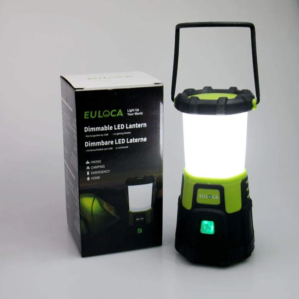 Lanterne LED Rechargeable, Dimmable, Lampe Torche pour Eclairage Extéieur, IPX4 Étanche, Spot pour Randonnée,Camping, Bivouac, Maison, Bricolage, avec Câble USB