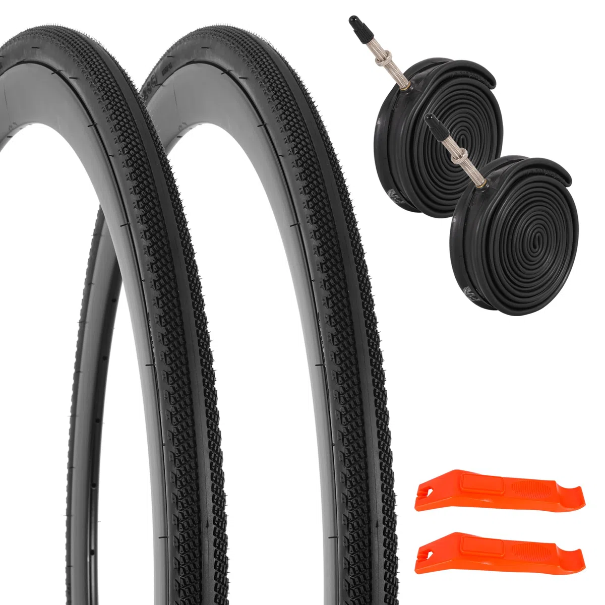 2-Pack 700x28C Tuyau de Vélo, 700C Pneus et Chambres à Air pour Vélos de Route, Remplissage Repliable Pneus de Vélo pour de Trajet Urbain (FR)