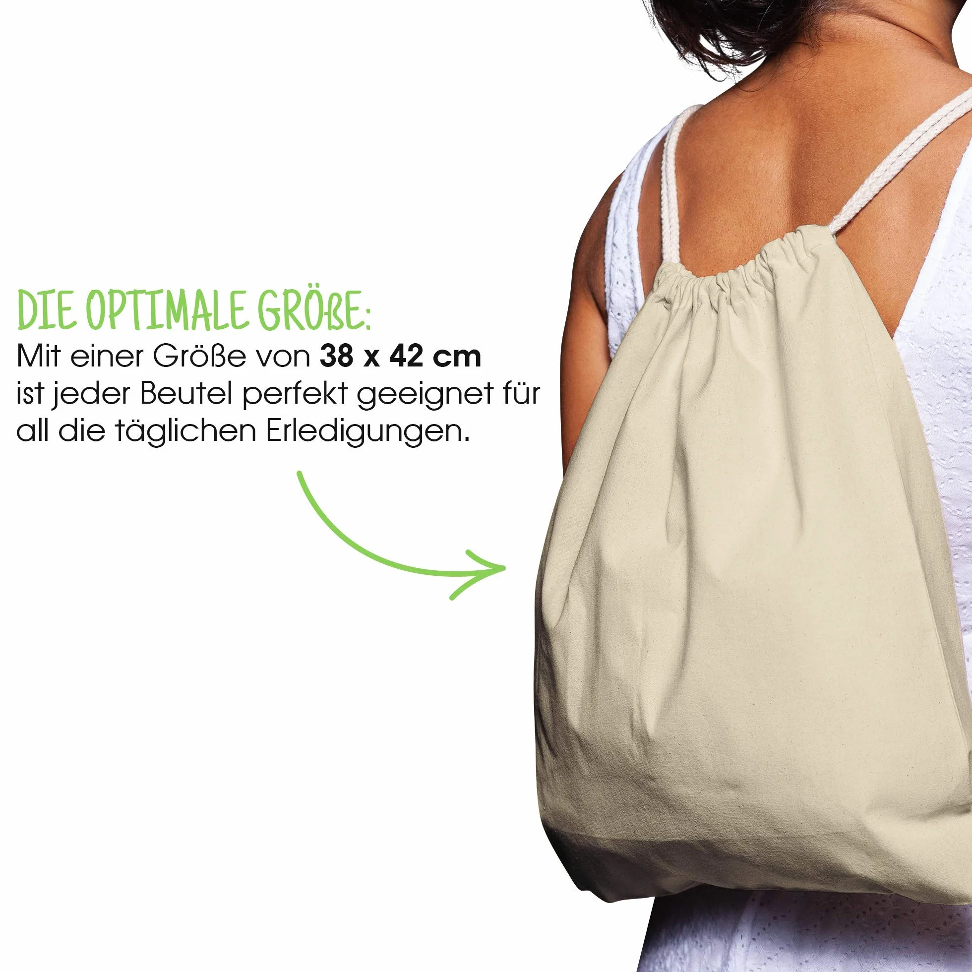 ELES VIDA Lot de 10 Sacs de Gym en Coton Naturel, 38 x 42 cm, Sac de Sport Sac à Dos en Tissu Sac en Toile Sac en Toile de Jute certifié Oeko-Tex