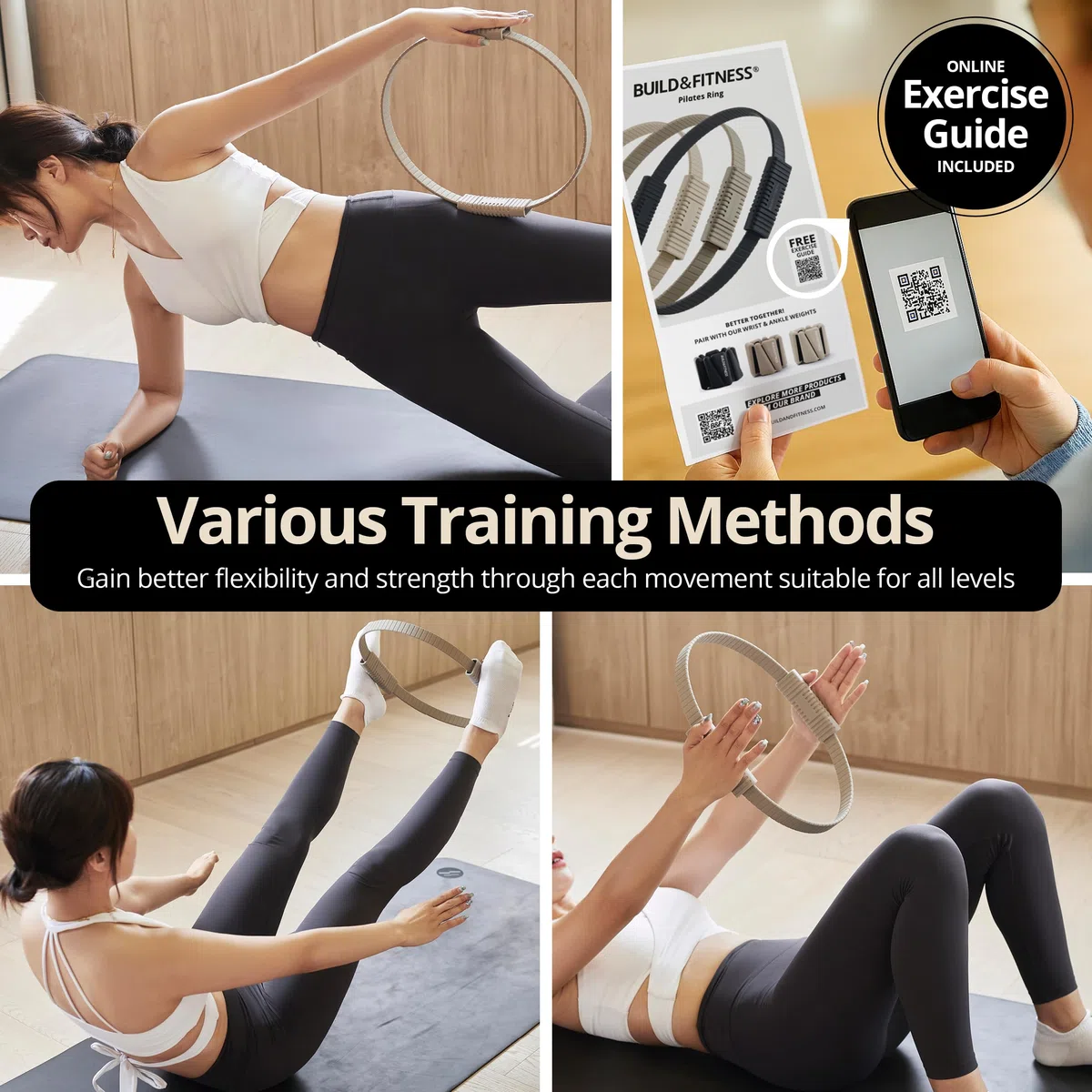 Build & Fitness Anneau de Pilates Cercle Magique de 34,3 cm pour tonifier Les Cuisses, Le Tronc et Les Bras – Léger et Durable, en Silicone et Fibre de Verre. Entraînements en Salle et en Voyage