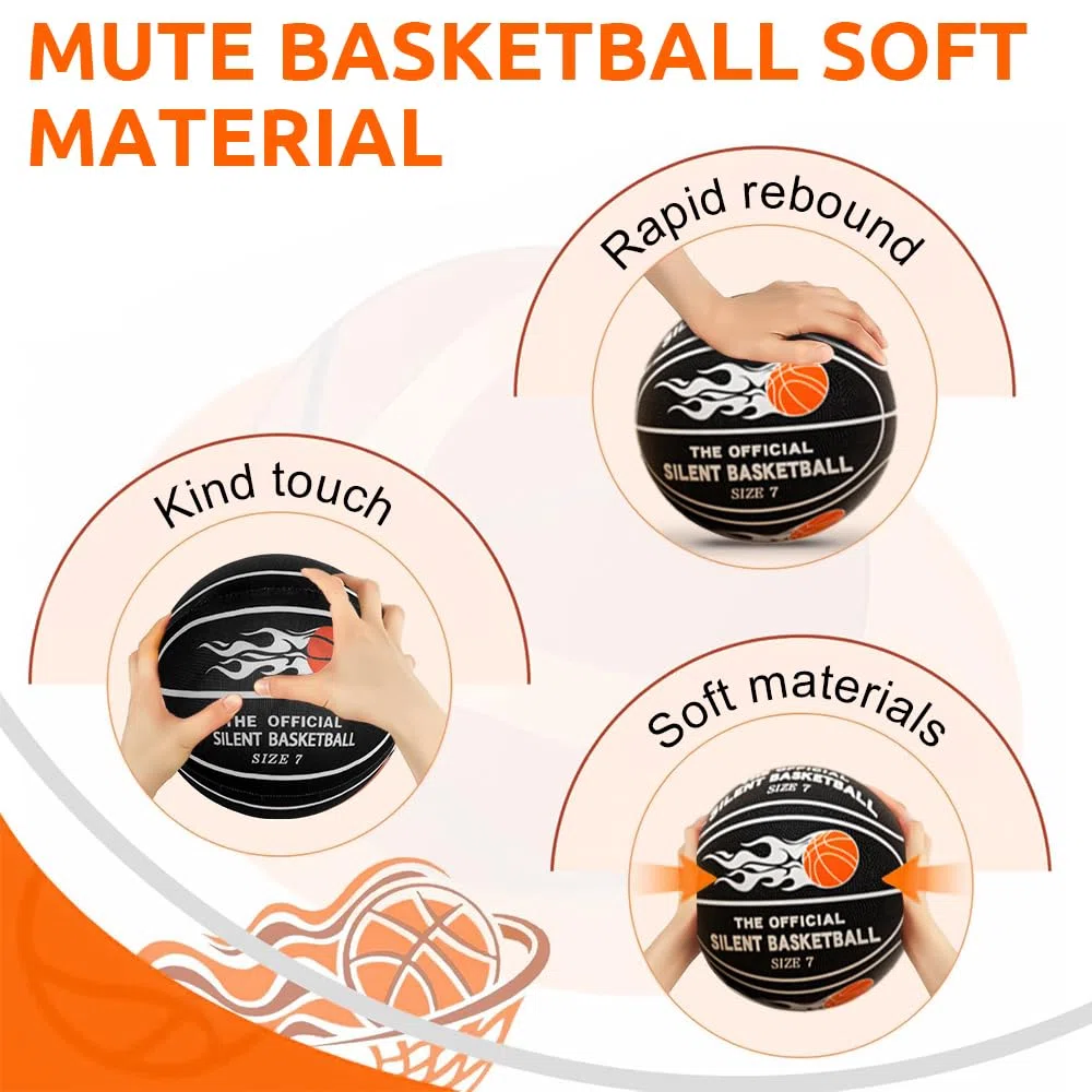 Silent Basketball, Basket-Ball Silencieux, Ballon Basket Silencieux Taille 7, Ballon Basket Mousse Interieur, Ballon en Mousse Haute Densité Non Revêtue, pour L'entraînement en Salle